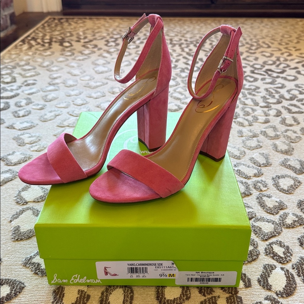 Sam Edelman Yaro rose suede Block Heel Sandals